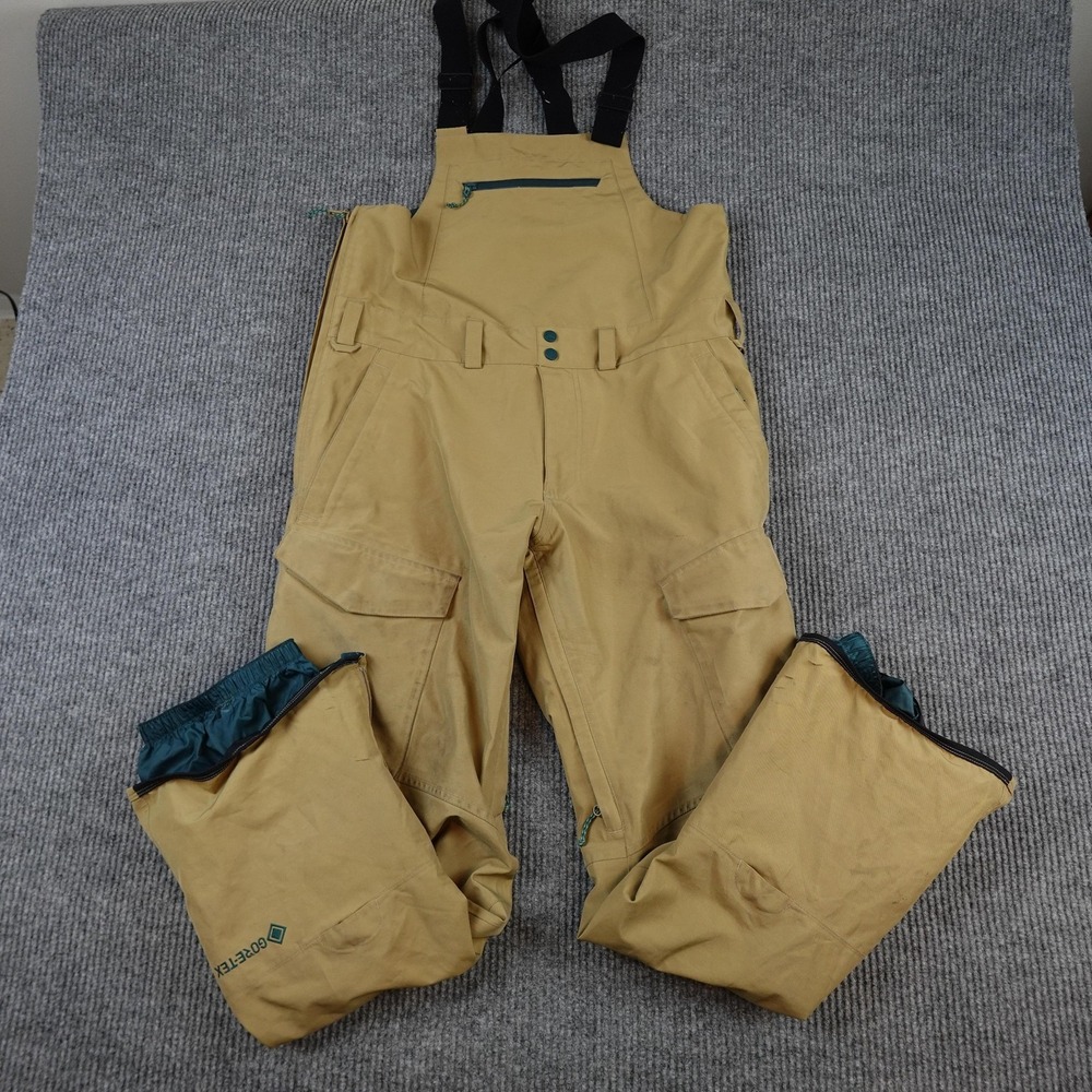Burton Reserve Bib Snow Pants Mens Medium Beige Goretex Living Lining Snowboard